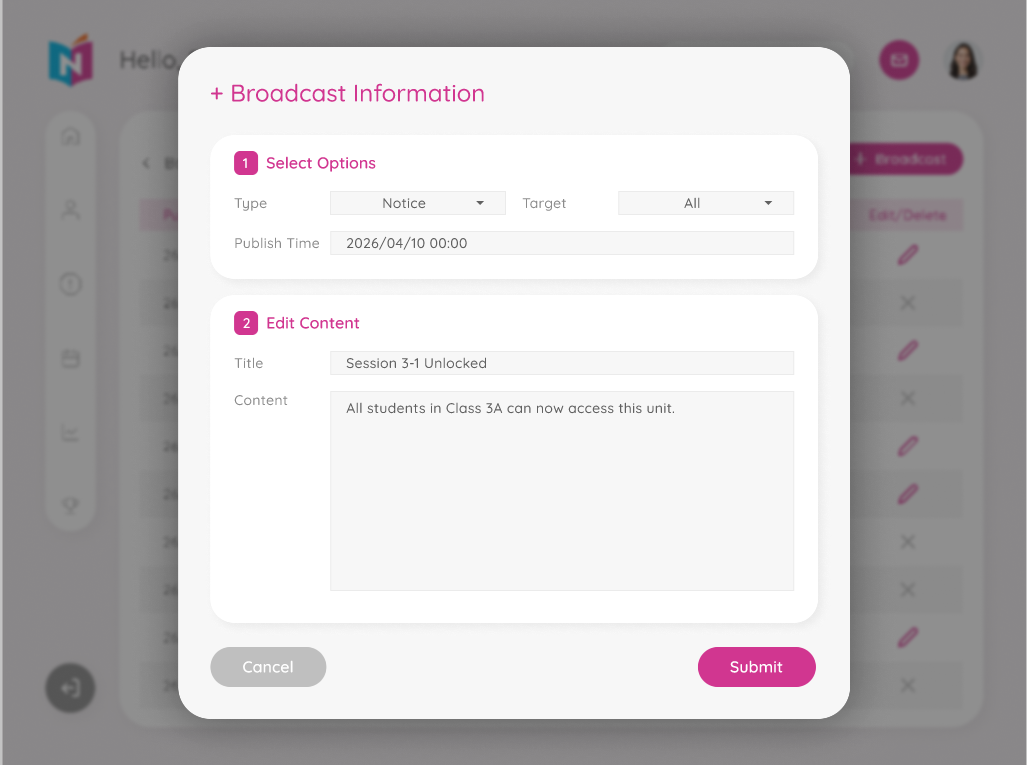 T-03-A Broadcast Modal